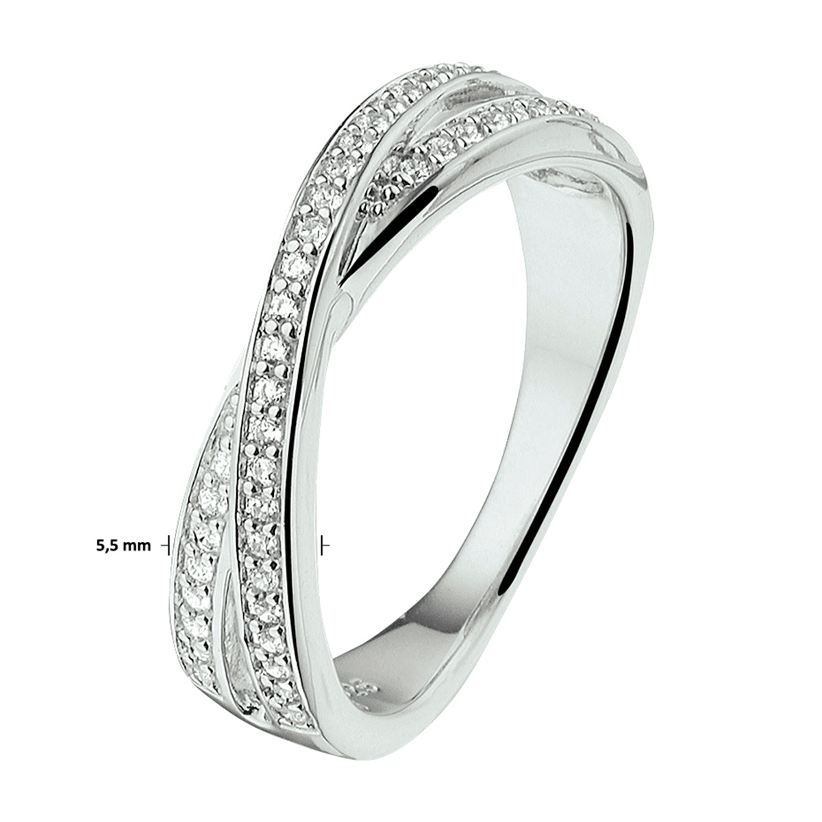 vDam Ring Zirkonia Zilver Gerhodineerd 1329289 Maat 17¾