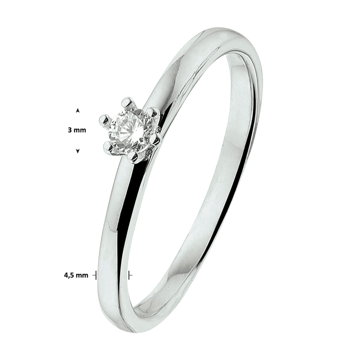 vDam Ring Zirkonia Zilver Gerhodineerd 1329307 Maat 19