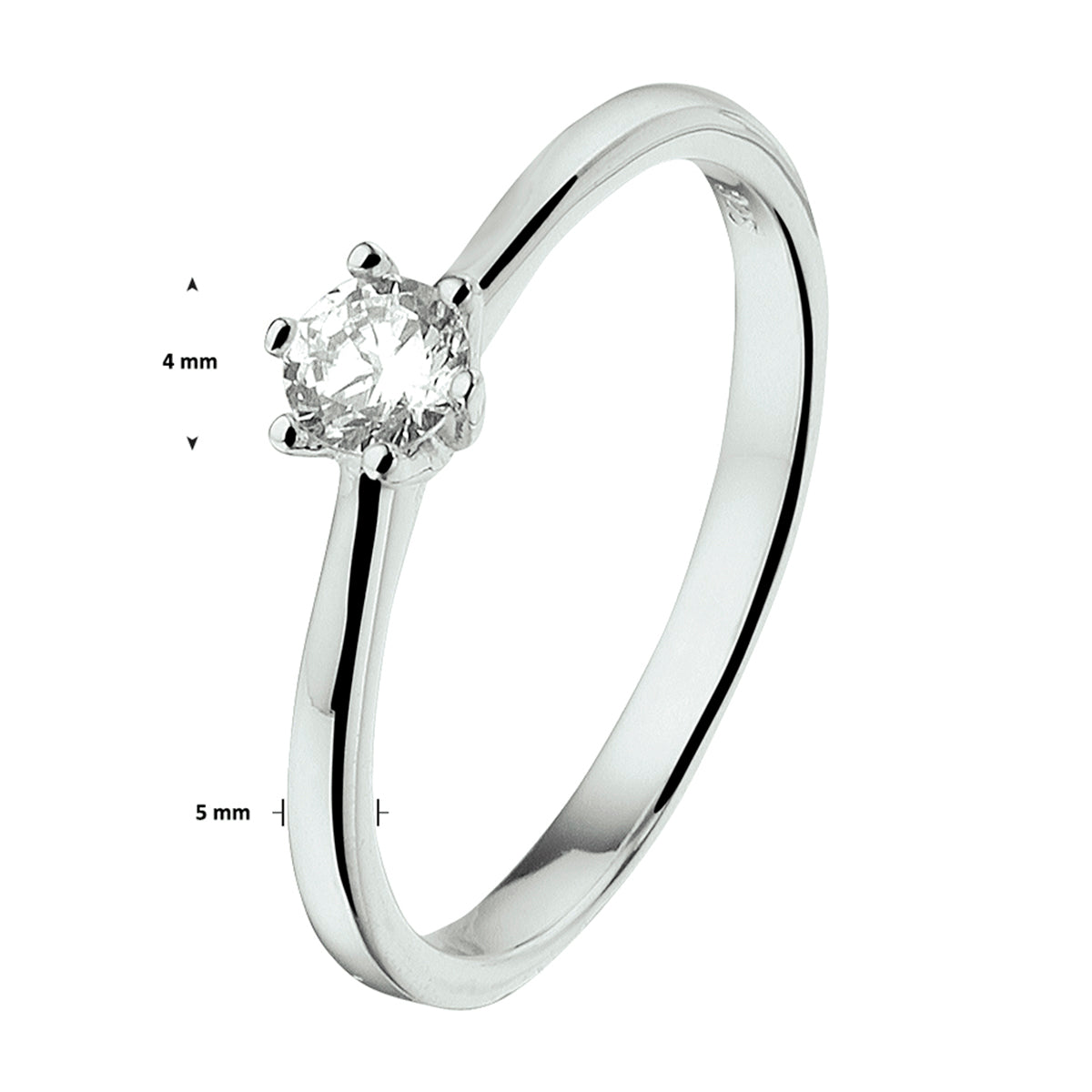 vDam Ring Zirkonia Zilver Gerhodineerd 1329311 Maat 18½