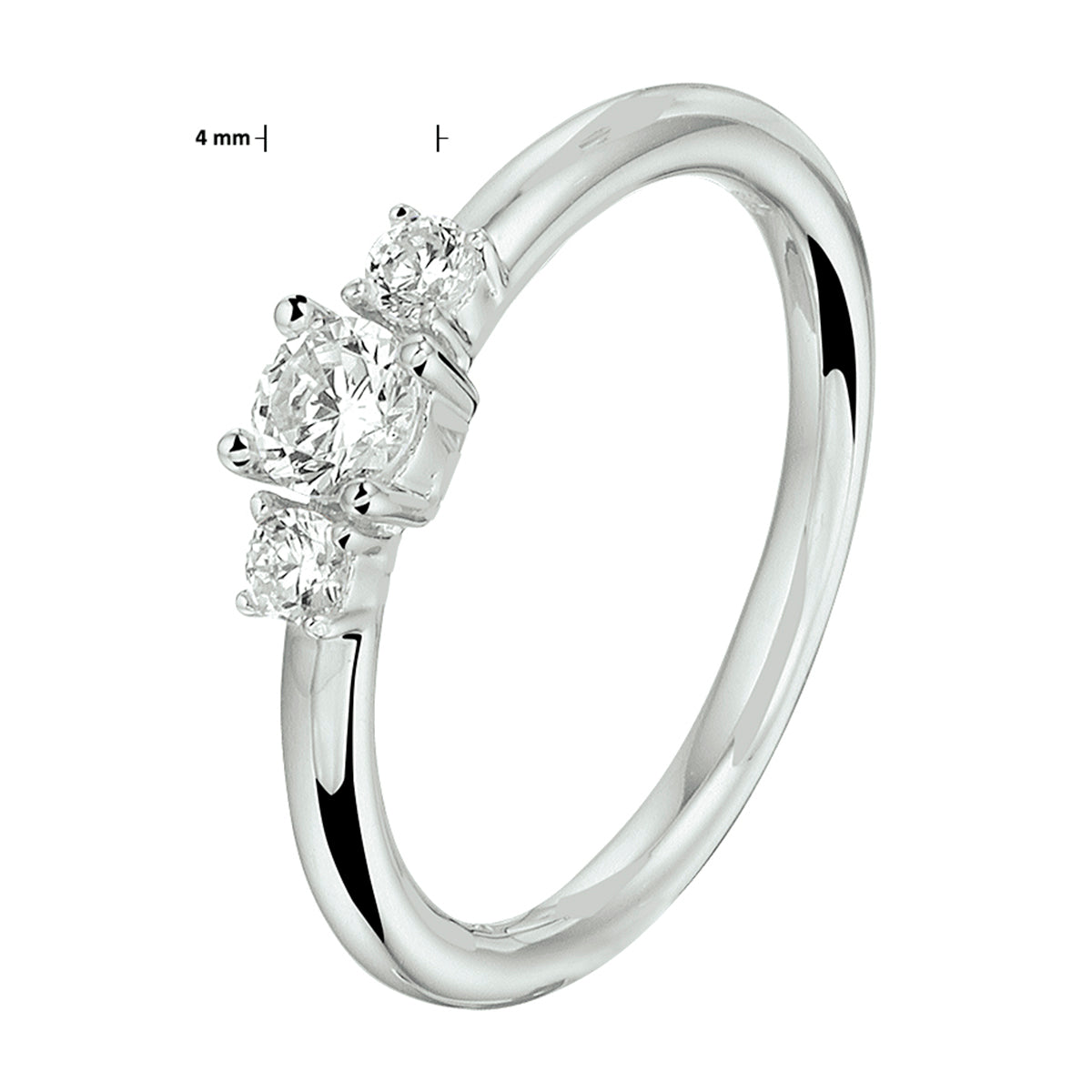 vDam Ring Zirkonia Zilver Gerhodineerd 1332179 Maat 18½