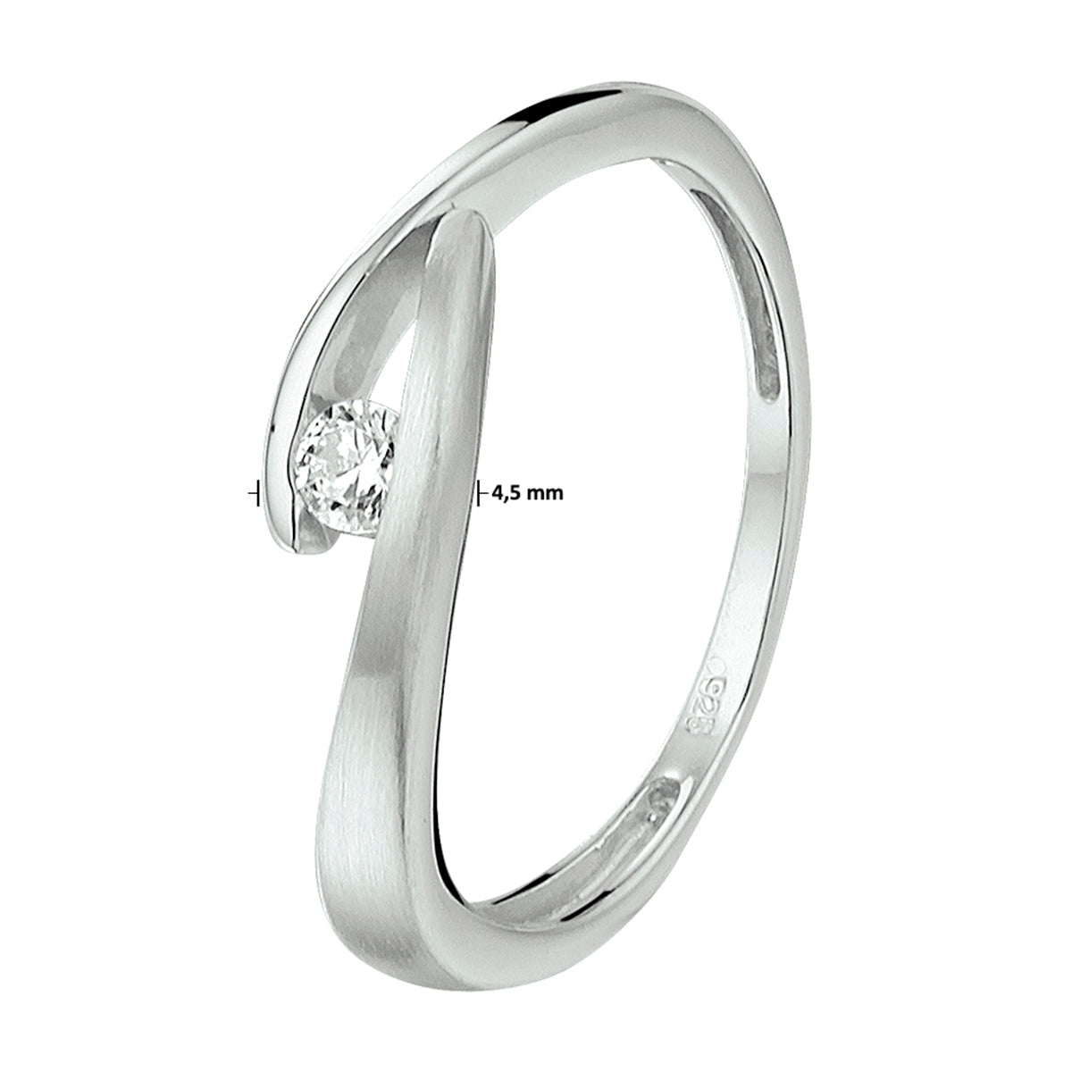 vDam Ring Zirkonia Zilver Gerhodineerd 1332218 Maat 17¾