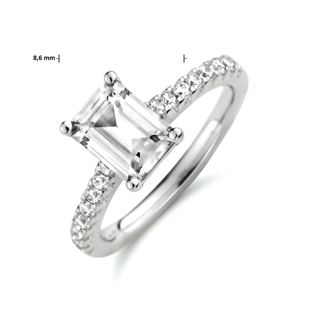 vDam Ring Zirkonia Zilver Gerhodineerd 1333658 Maat 19