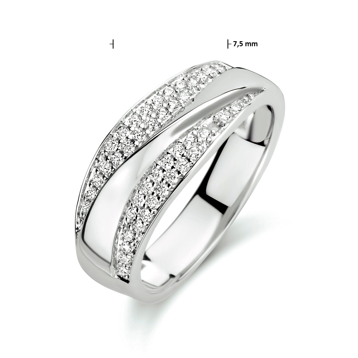 vDam Ring Zirkonia Zilver Gerhodineerd 1333736 Maat 17¼