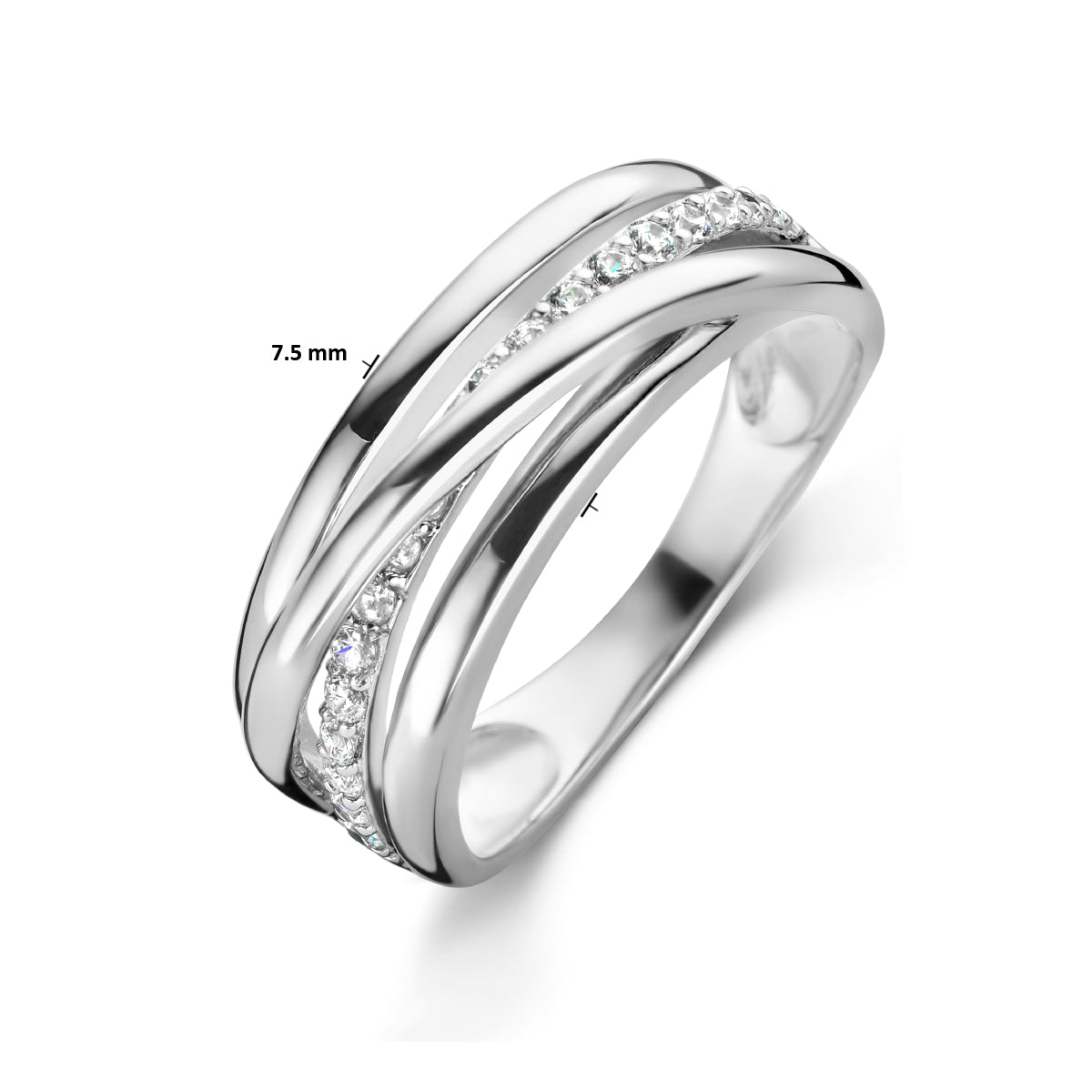 vDam Ring Zirkonia Zilver Gerhodineerd 1334745 Maat 16½