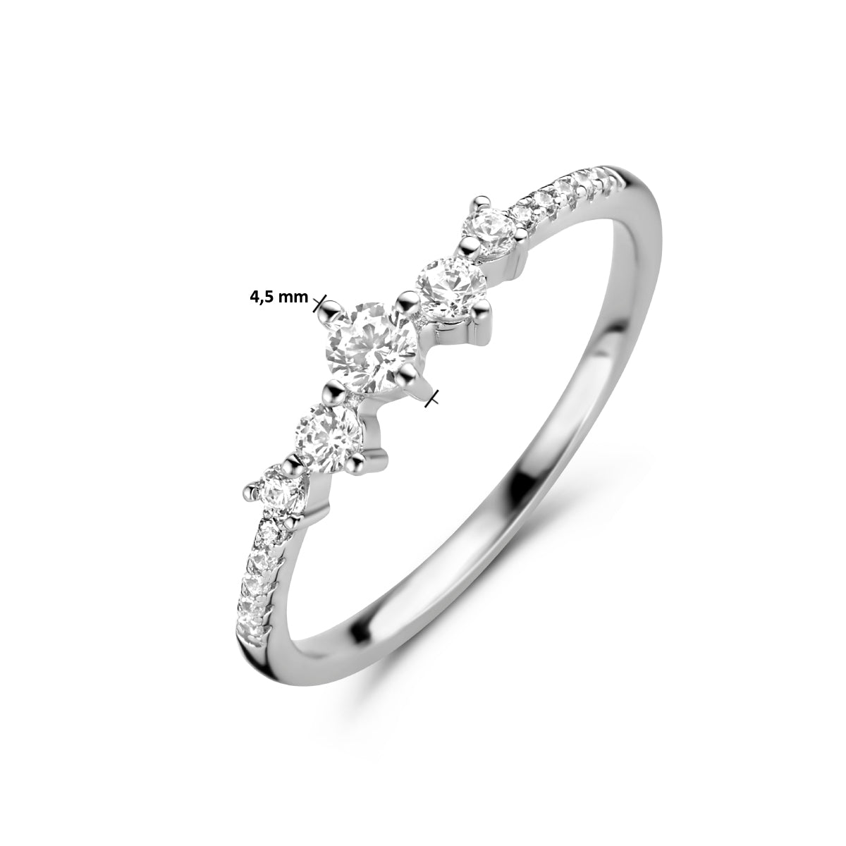 vDam Ring Zirkonia Zilver Gerhodineerd 1335008 Maat 17¾