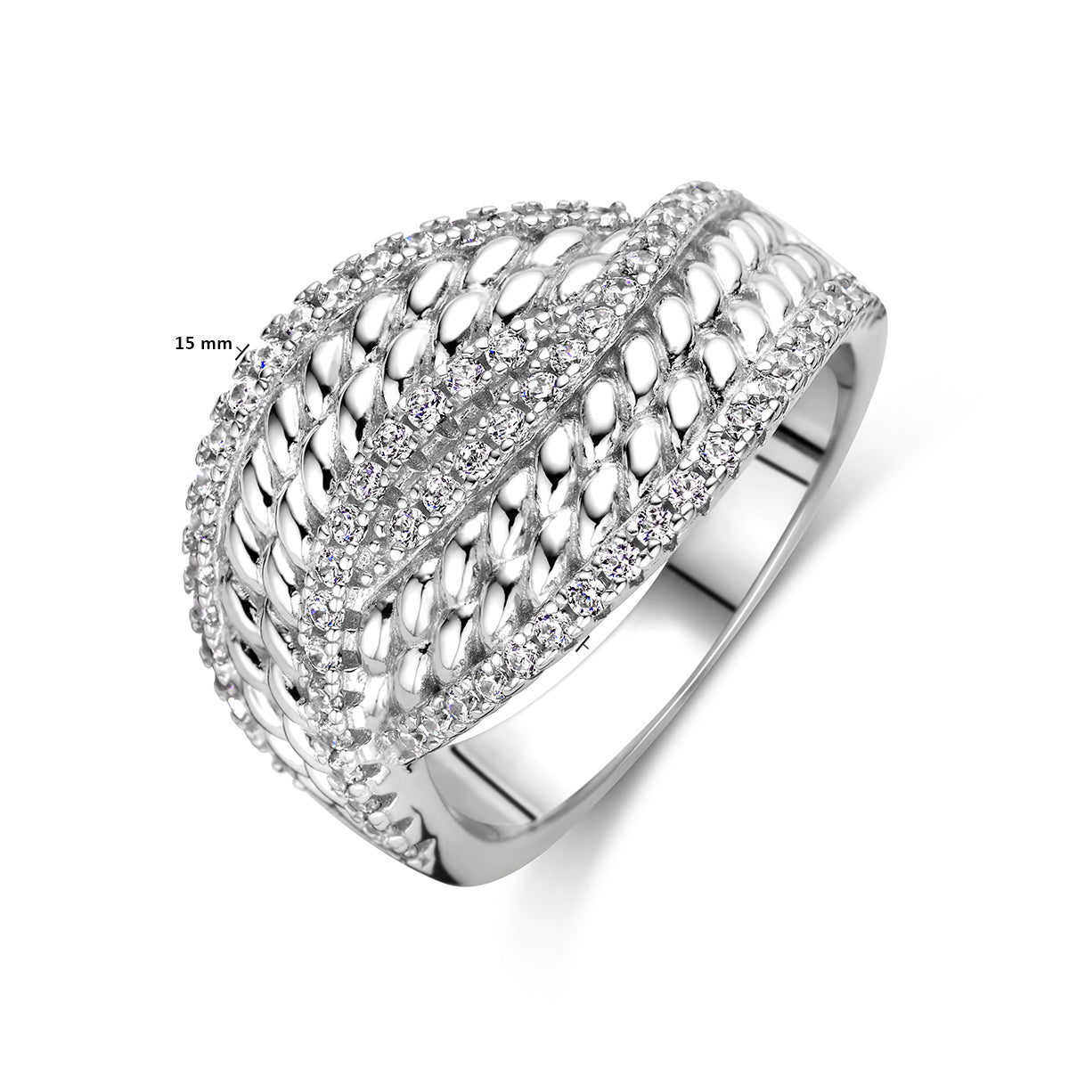 vDam Ring Zirkonia Zilver Gerhodineerd 1338240 Maat 16½