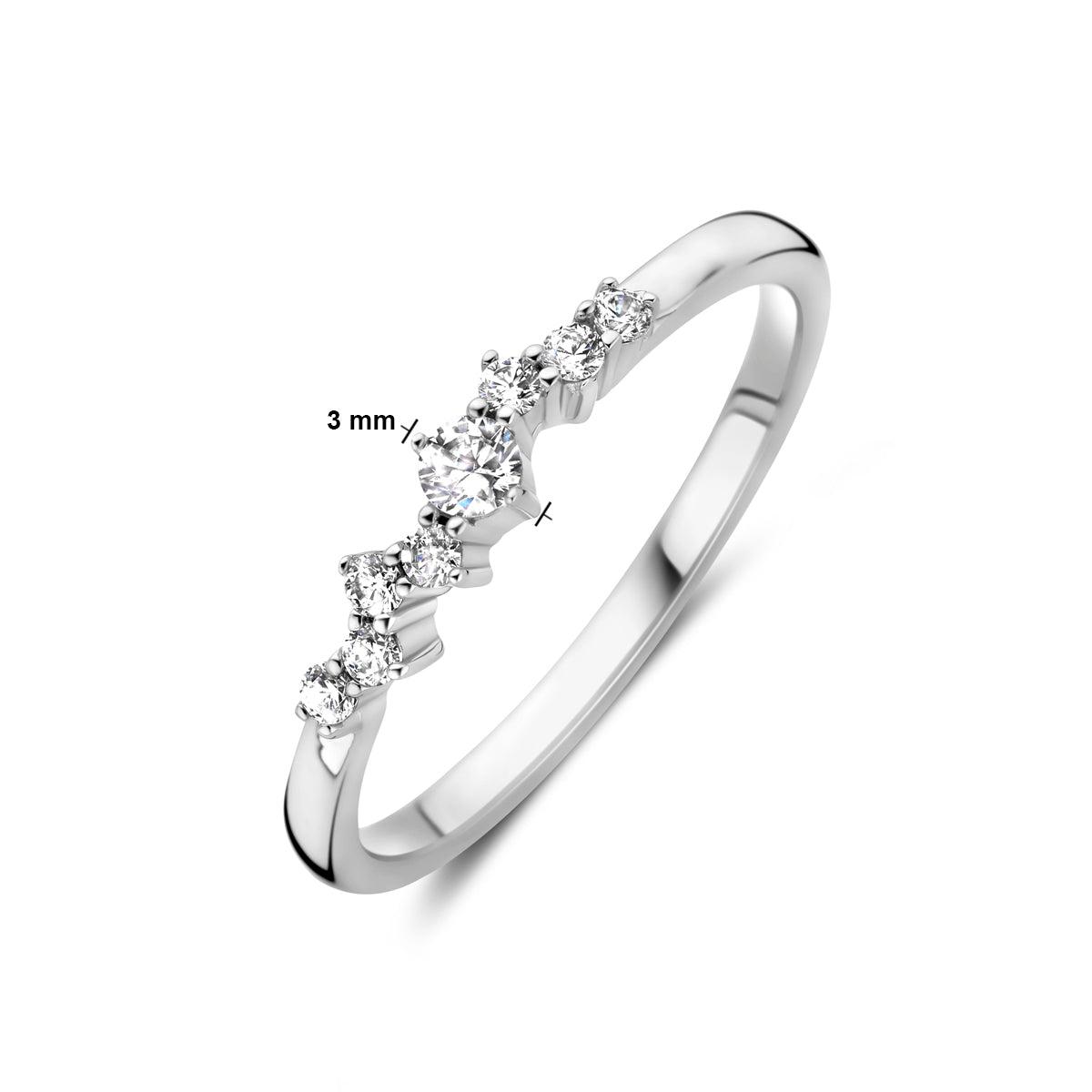 vDam Ring Zirkonia Zilver Gerhodineerd 1339021 Maat 17¼