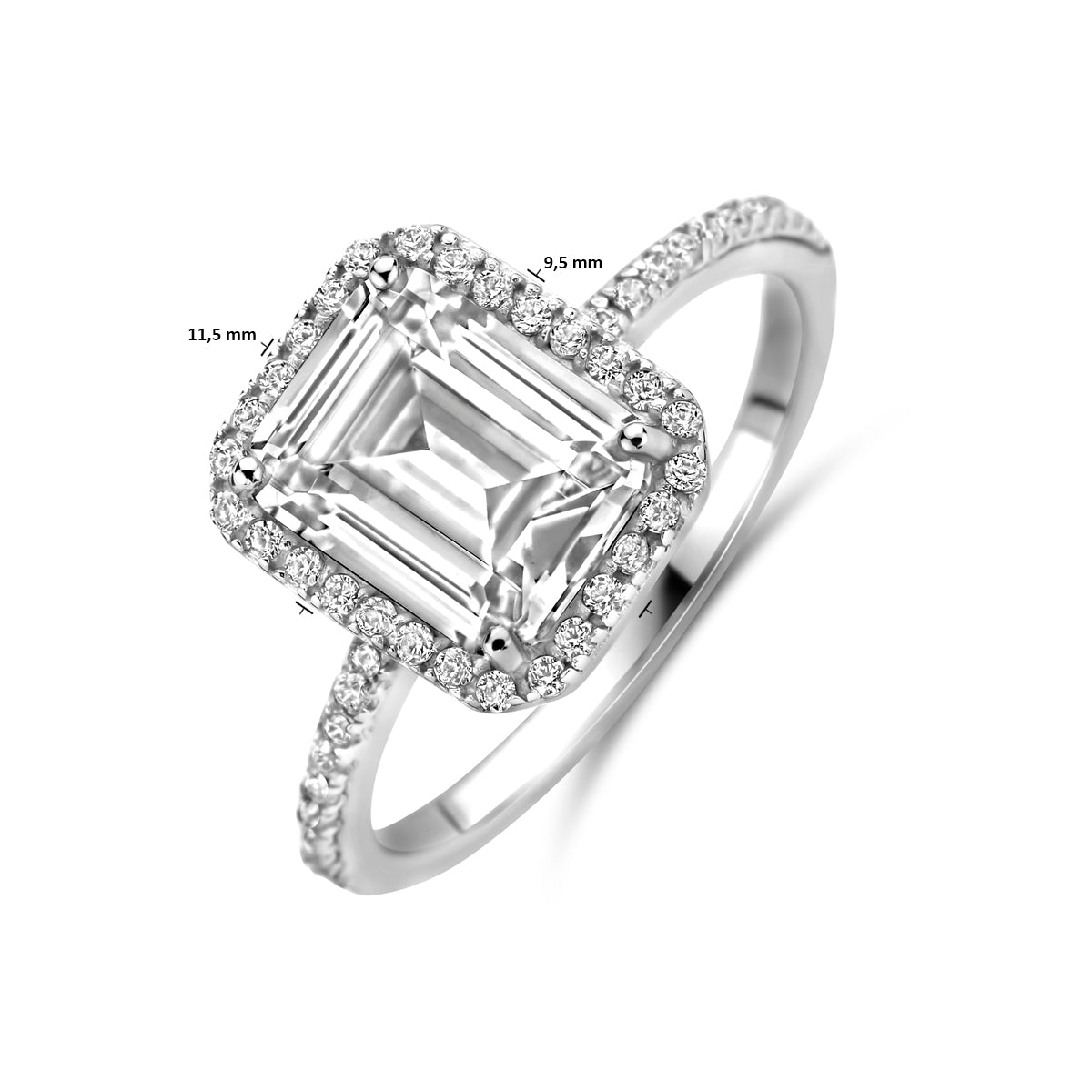 vDam Ring Zirkonia Zilver Gerhodineerd 1339443 Maat 16½