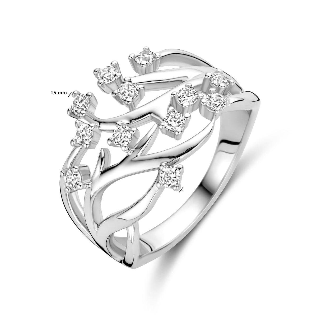 vDam Ring Zirkonia Zilver Gerhodineerd 1339494 Maat 17¼