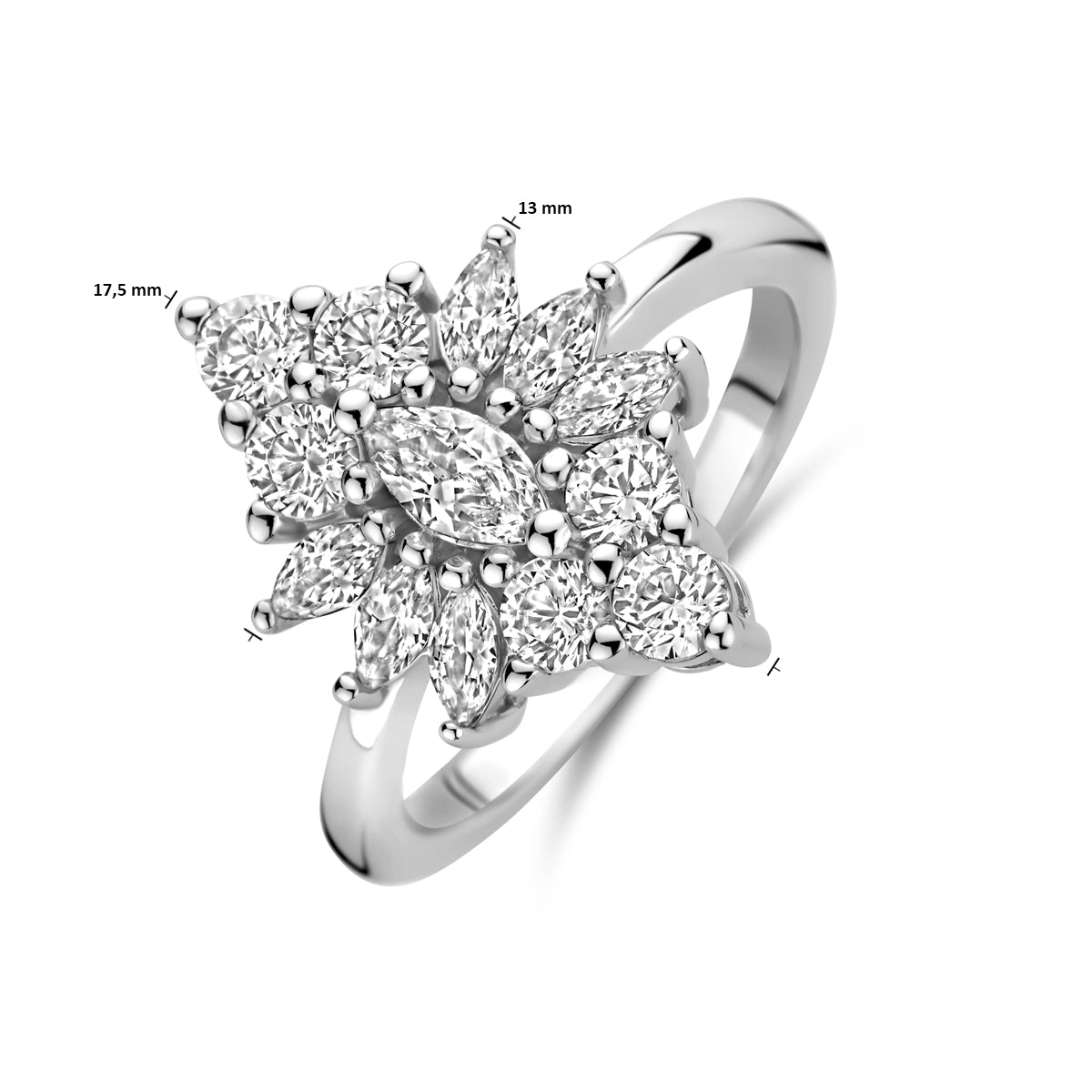 vDam Ring Zirkonia Zilver Gerhodineerd 1340709 Maat 16½