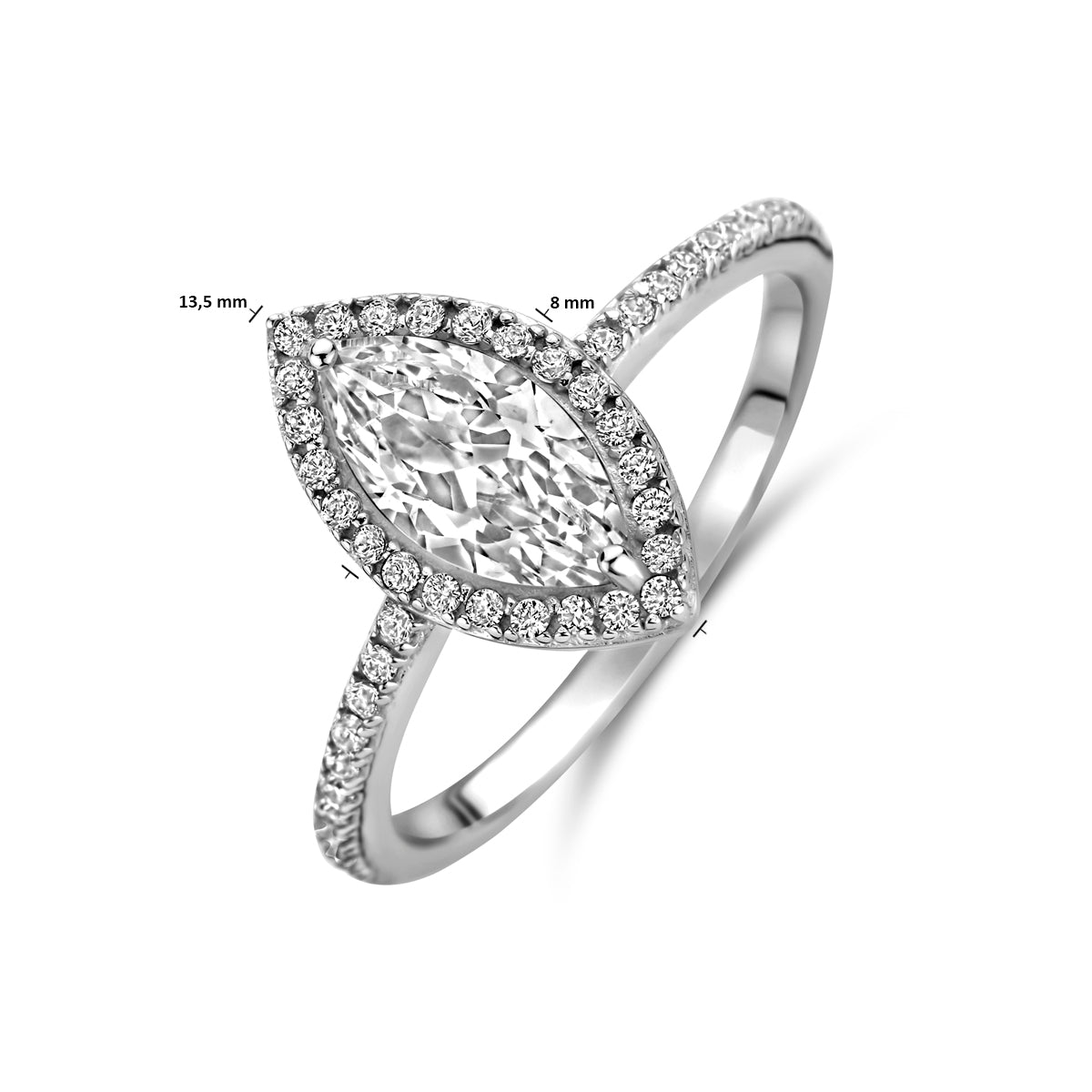 vDam Ring Zirkonia Zilver Gerhodineerd 1340730 Maat 16½