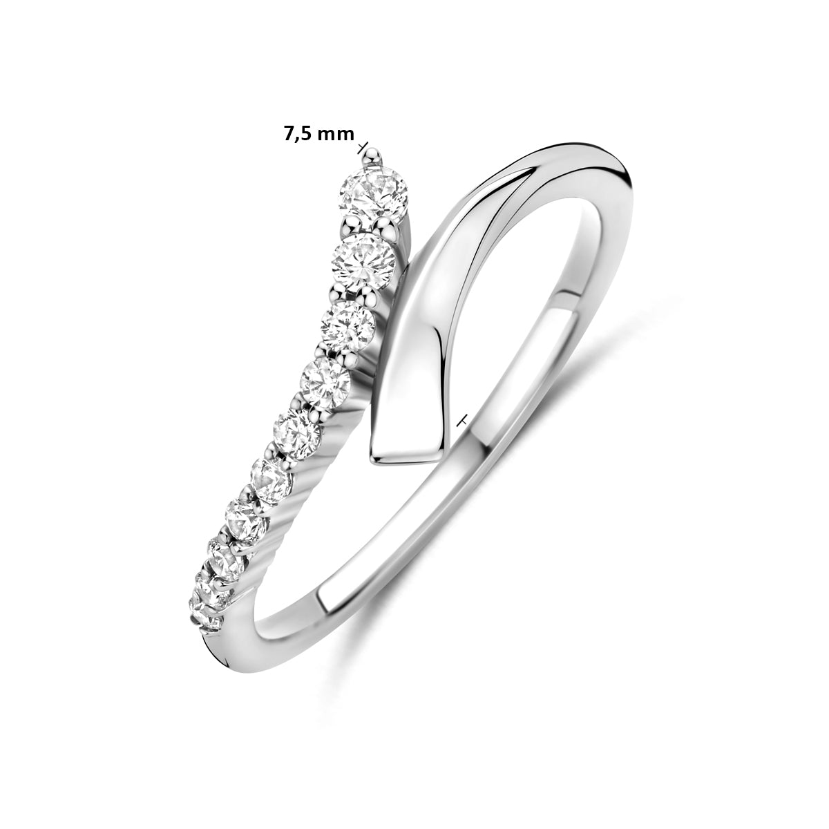 vDam Ring Zirkonia Zilver Gerhodineerd 1341831 Maat 16½