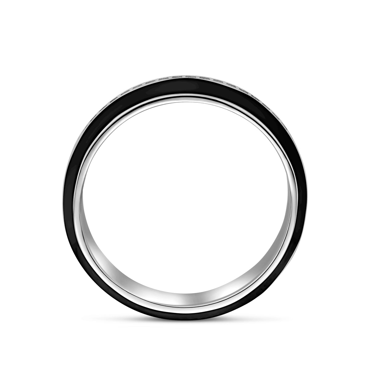 vDam Ring Zwart Emaille En Zirkonia Zilver Gerhodineerd 1338712 Maat 16½