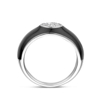 vDam Ring Zwart Emaille En Zirkonia Zilver Gerhodineerd 1339926 Maat 17¾