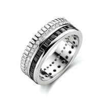 vDam Ring Zwart En Wit Zirkonia Zilver Gerhodineerd 1334992
