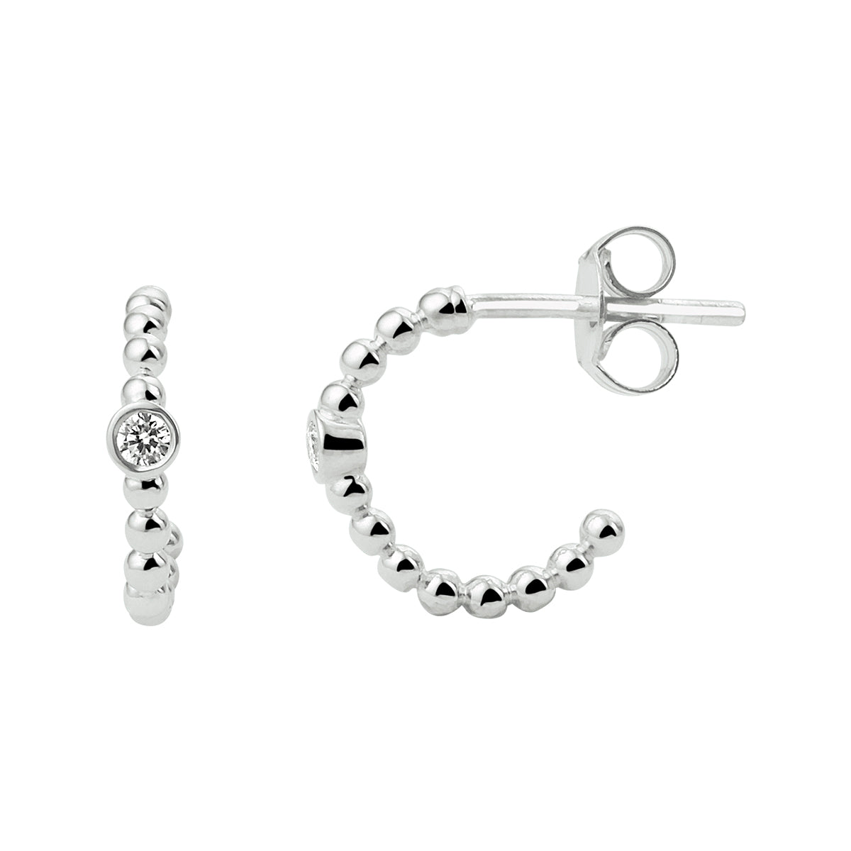 vDam Stekeroorringen Bolletjes Zirkonia Zilver Gerhodineerd 1333132