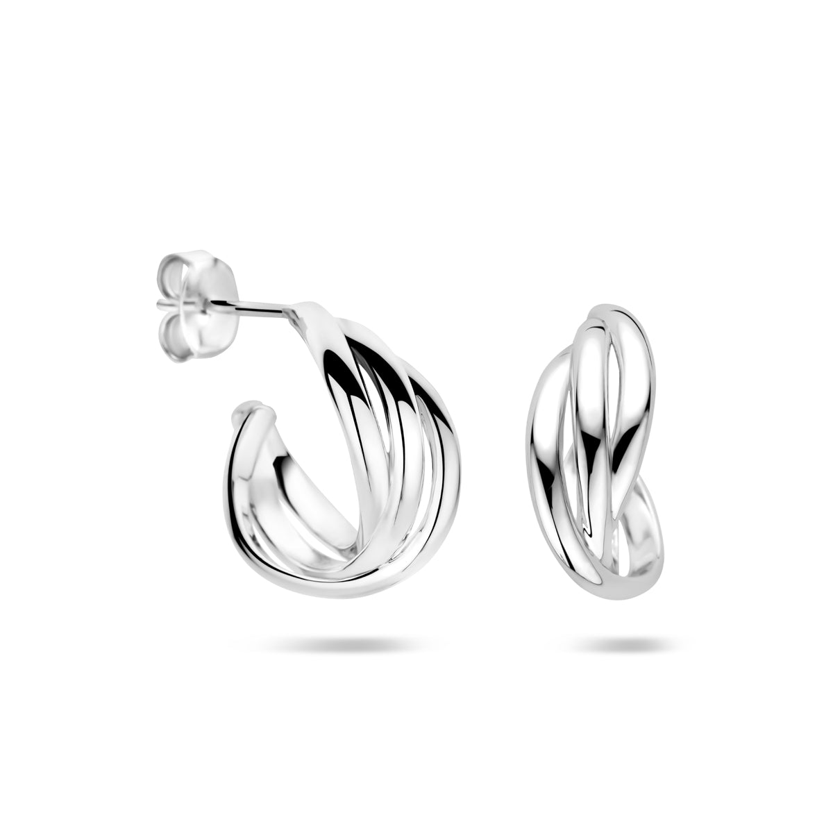 vDam Stekeroorringen Gedraaid 16 Mm Zilver Gerhodineerd 1340789