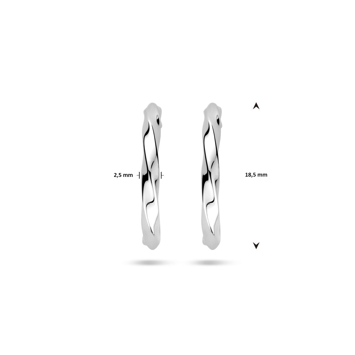 vDam Stekeroorringen Gedraaid 18,5 Mm Zilver Gerhodineerd 1340686