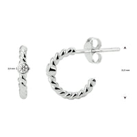 vDam Stekeroorringen Gedraaid Zirkonia Zilver Gerhodineerd 1333133