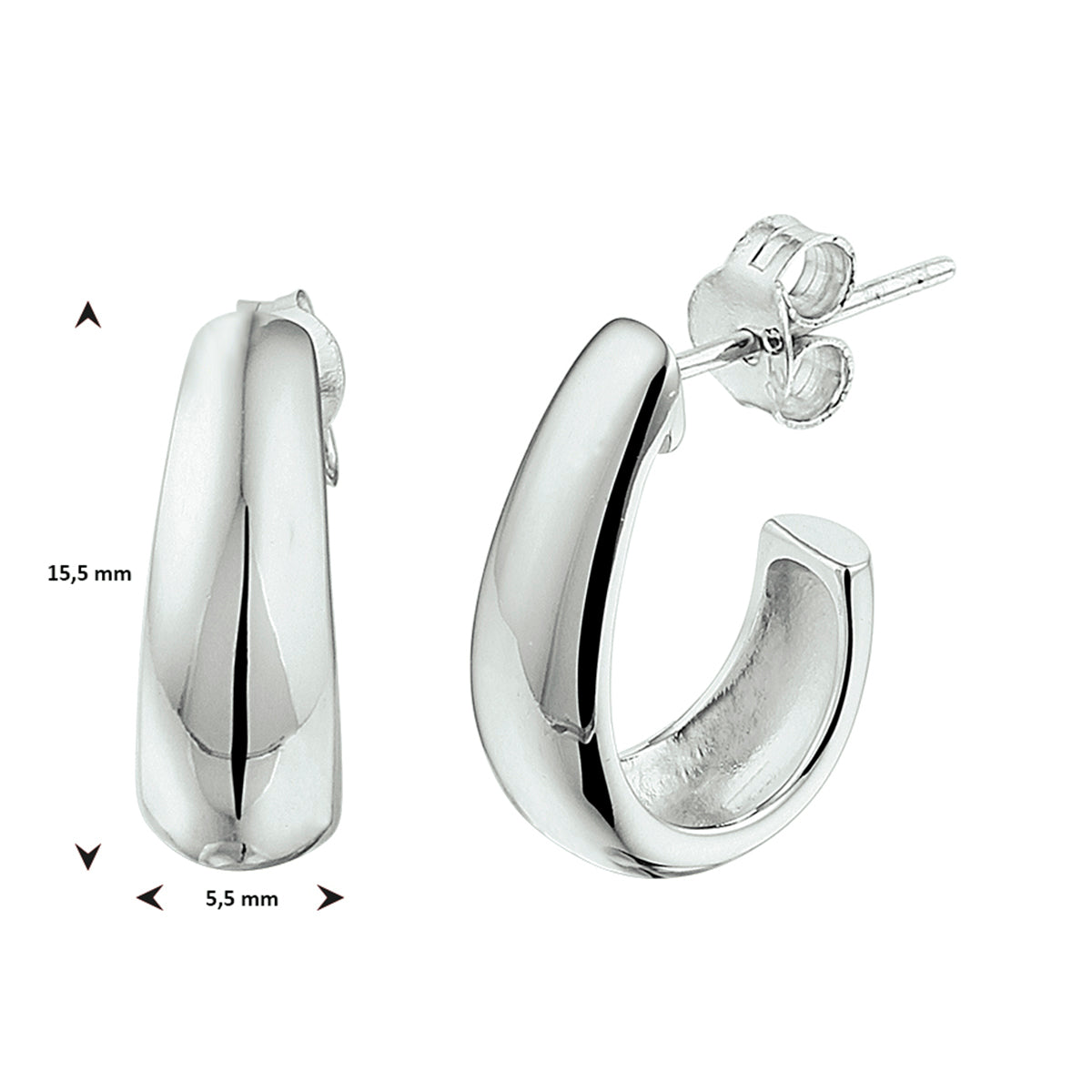 vDam Stekeroorringen Zilver Gerhodineerd 1332390