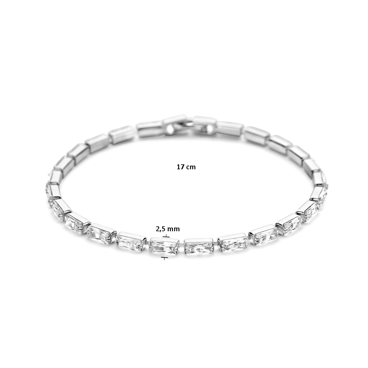 vDam Tennisarmband 2,5 Mm Zirkonia Zilver Gerhodineerd 1336603  17cm