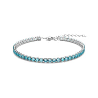 vDam Tennisarmband Blauw Zirkonia 3,0 Mm 17 + 3 Cm Zilver Gerhodineerd 1338602