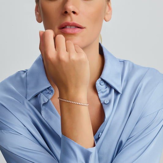 vDam Tennisarmband Champagne Zirkonia 2,8 Mm 16cm + 3 Cm Zilver Gerhodineerd 1335834  16cm