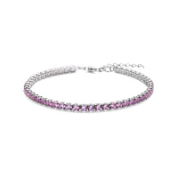 vDam Tennisarmband Paars Zirkonia 3,0 Mm 17 + 3 Cm Zilver Gerhodineerd 1338603