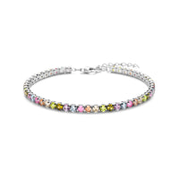 vDam Tennisarmband Regenboog Zirkonia 3,0 Mm 17 + 3 Cm Zilver Gerhodineerd 1338600