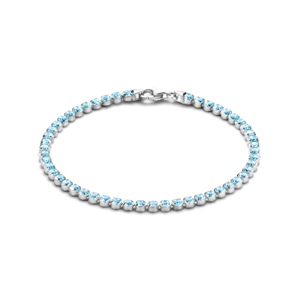 vDam Tennisarmband Synth Aquamarijn 2,8 Mm 16 + 3 Cm Zilver Gerhodineerd 1335833