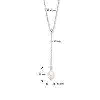 vDam Y-collier Parel 45cm + 5 Cm Zilver Gerhodineerd 1336160  45cm