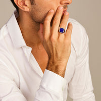 vDam Zegelring Massief Lapis 13 X 11mm Zilver Wit 1021783 Maat 19½