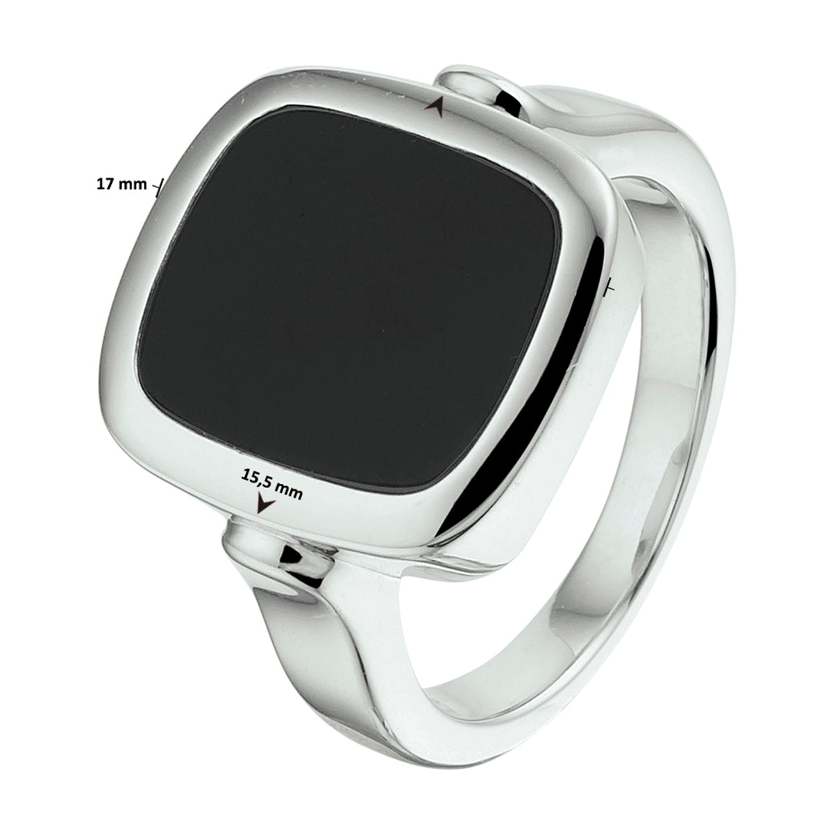 vDam Zegelring Massief Onyx Zilver Gerhodineerd 1332577 Maat 19½