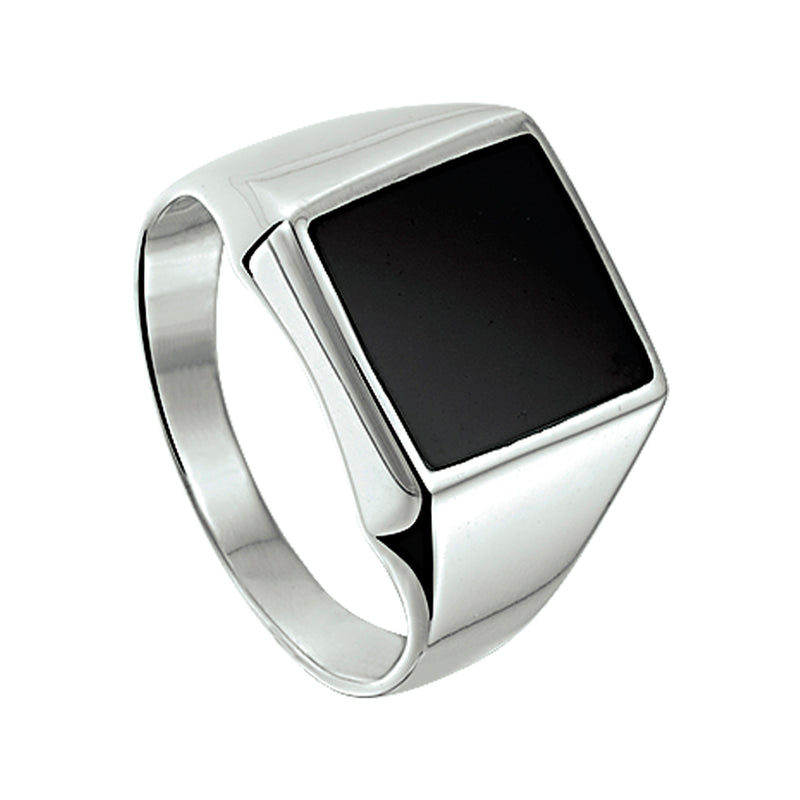 vDam Zegelring Massief Onyx Zilver Wit 1018086