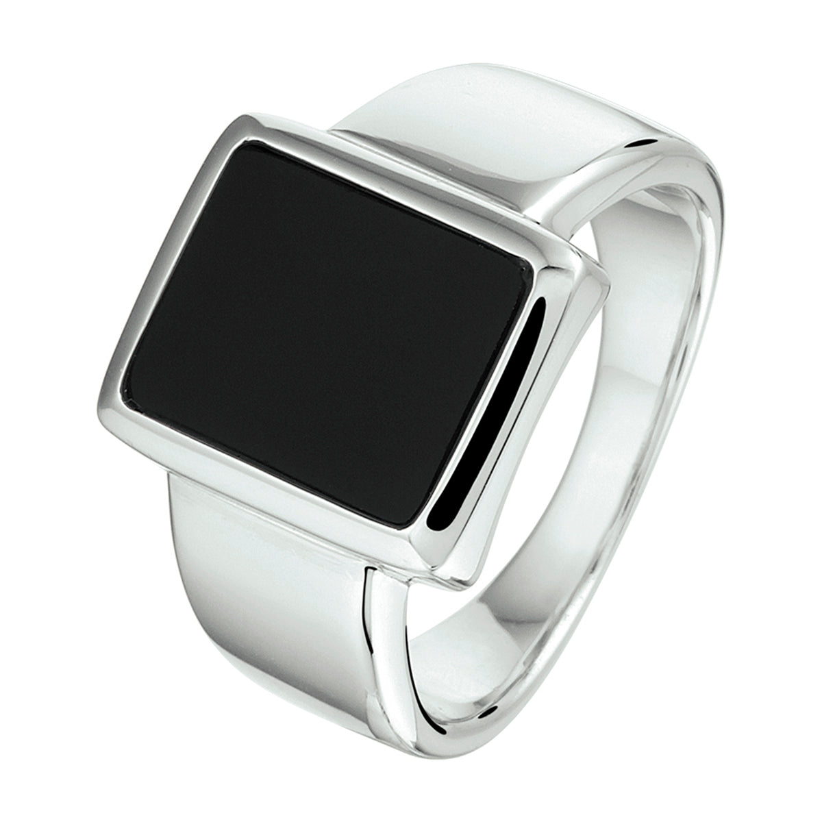 vDam Zegelring Onyx 12 X 10mm Zilver Gerhodineerd 1332900