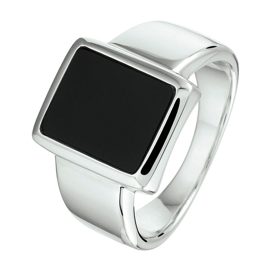 vDam Zegelring Onyx 12 X 10mm Zilver Gerhodineerd 1332900