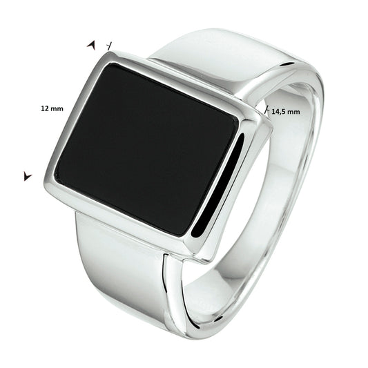 vDam Zegelring Onyx 12 X 10mm Zilver Gerhodineerd 1332900 Maat 20