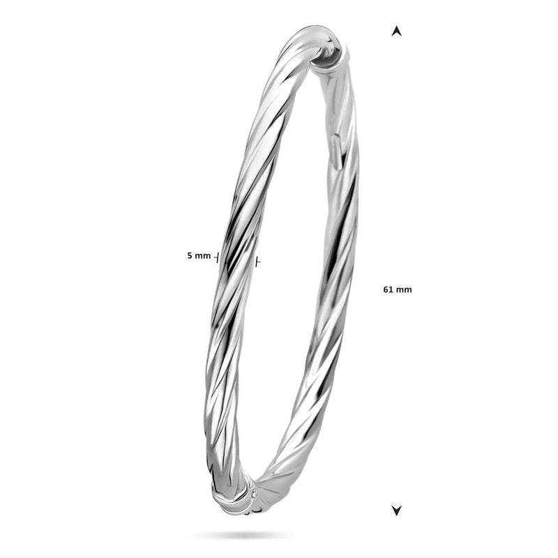 vDam Zilveren Gerhodineerde Gedraaide Armband met Scharniersluiting 1339683