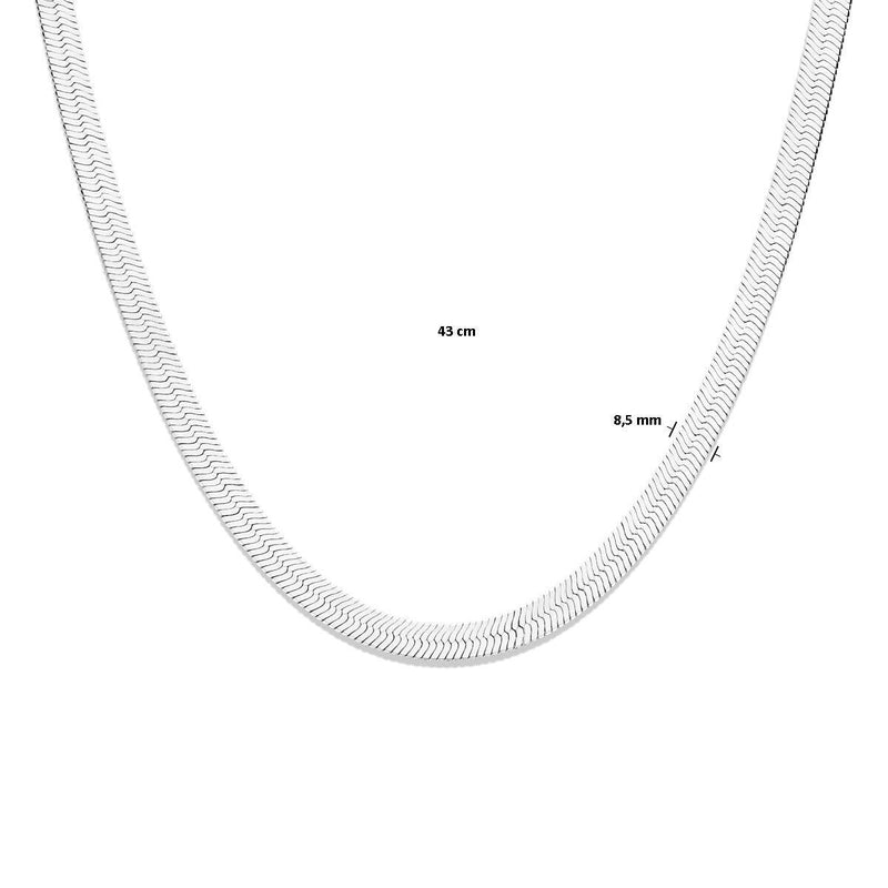 vDam Zilveren Gerhodineerde Platte Slang Ketting 1339532