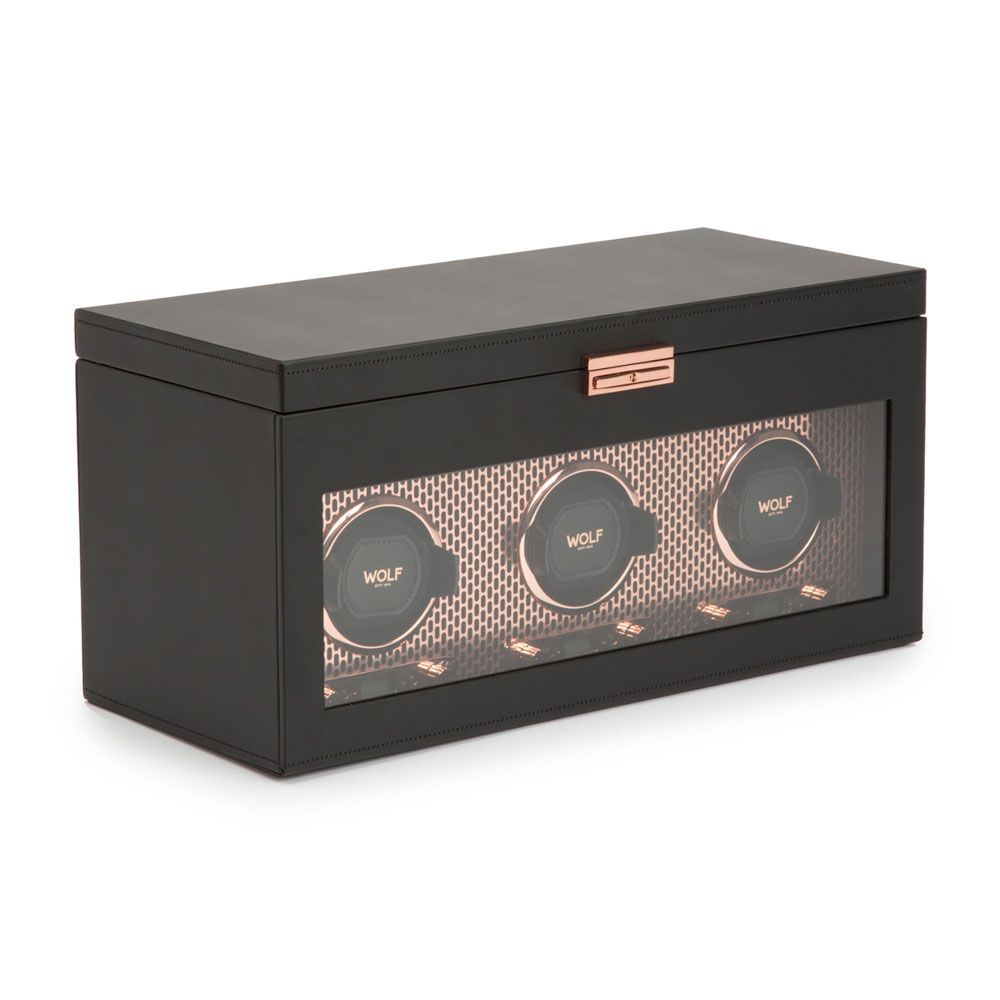 WOLF Axis Driedubbele Horloge Opwinder met Opslag 469416 - Juwelier van Dam
